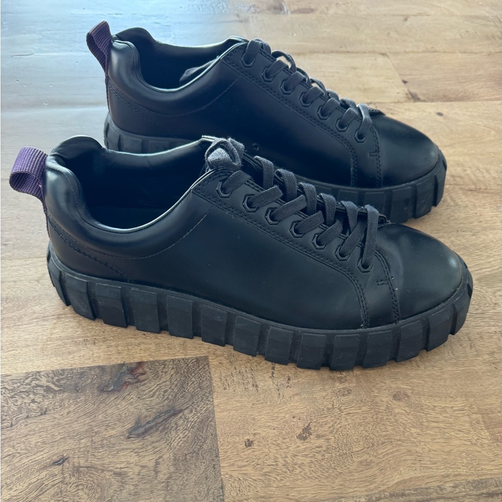 Eytys Odessa Leather chunky platform Black purple lace Men's Sneakers size 12